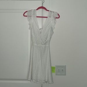 White eyelet backless dress